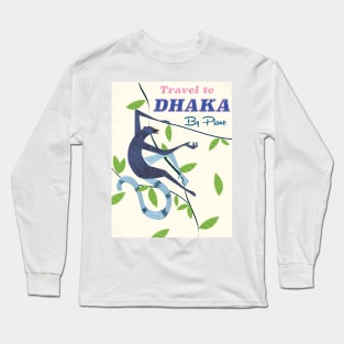 Dhaka, Bangladesh monkey vintage flight poster. Long Sleeve T-Shirt